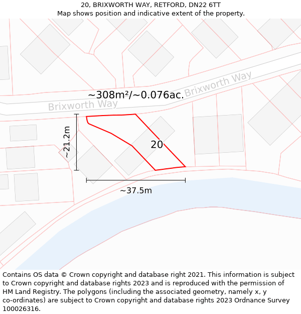 20, BRIXWORTH WAY, RETFORD, DN22 6TT: Plot and title map