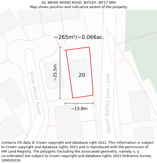 20, BROW WOOD ROAD, BATLEY, WF17 0RH: Plot and title map