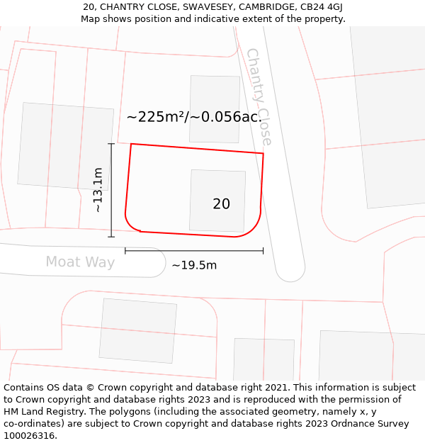 20, CHANTRY CLOSE, SWAVESEY, CAMBRIDGE, CB24 4GJ: Plot and title map