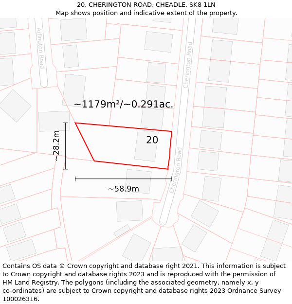 20, CHERINGTON ROAD, CHEADLE, SK8 1LN: Plot and title map