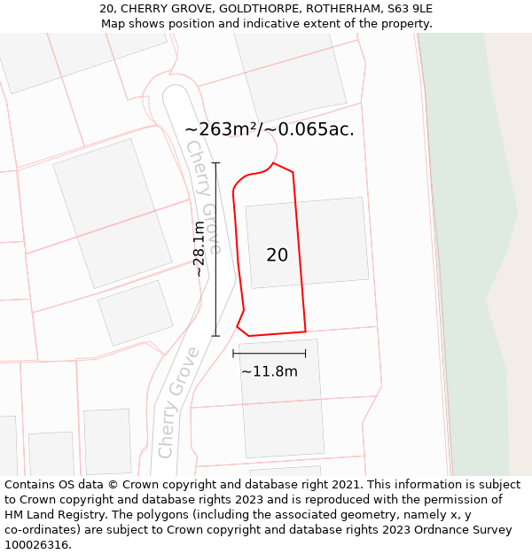 20, CHERRY GROVE, GOLDTHORPE, ROTHERHAM, S63 9LE: Plot and title map