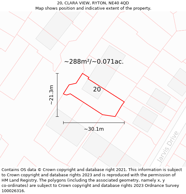 20, CLARA VIEW, RYTON, NE40 4QD: Plot and title map