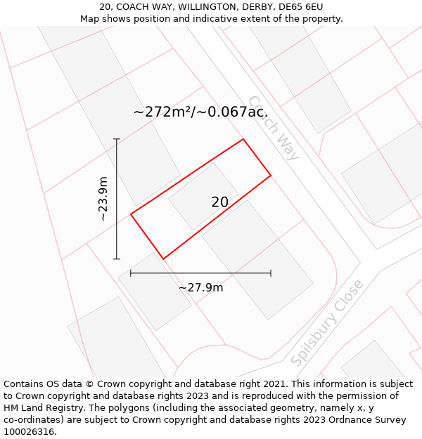 20, COACH WAY, WILLINGTON, DERBY, DE65 6EU: Plot and title map