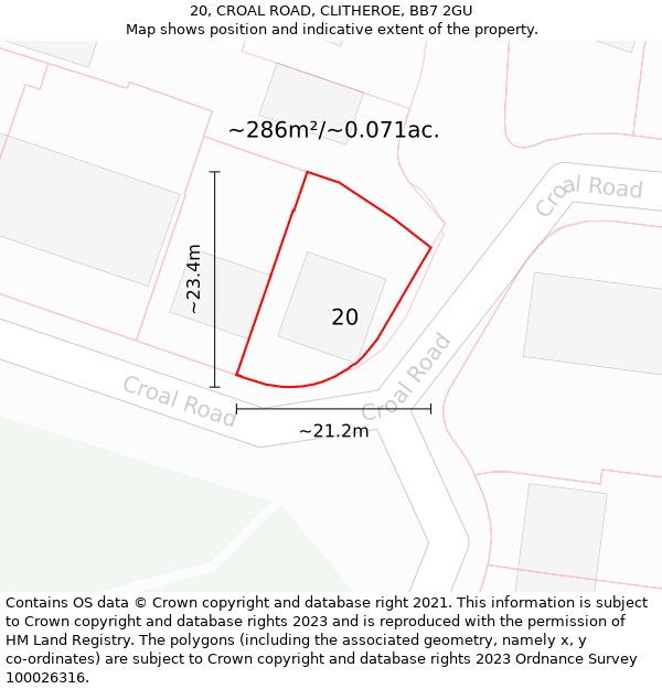 20, CROAL ROAD, CLITHEROE, BB7 2GU: Plot and title map