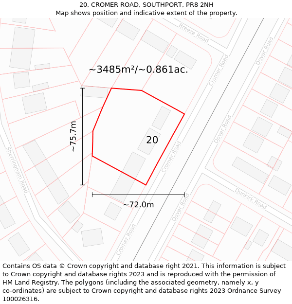 20, CROMER ROAD, SOUTHPORT, PR8 2NH: Plot and title map