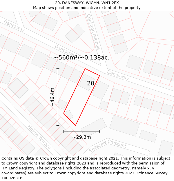 20, DANESWAY, WIGAN, WN1 2EX: Plot and title map