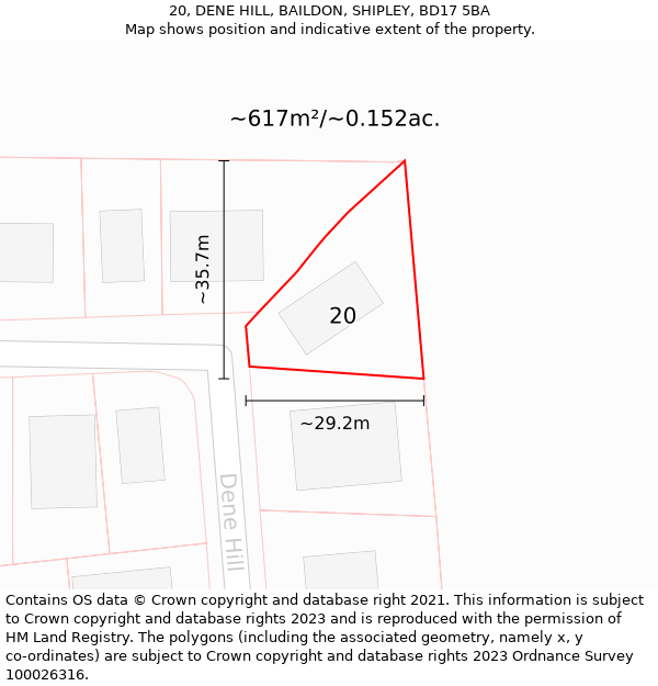 20, DENE HILL, BAILDON, SHIPLEY, BD17 5BA: Plot and title map