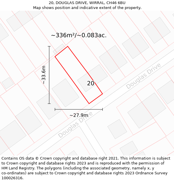 20, DOUGLAS DRIVE, WIRRAL, CH46 6BU: Plot and title map