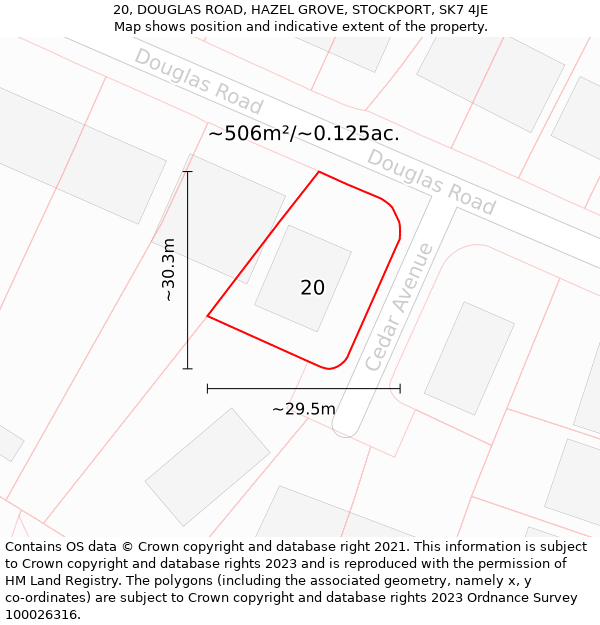 20, DOUGLAS ROAD, HAZEL GROVE, STOCKPORT, SK7 4JE: Plot and title map