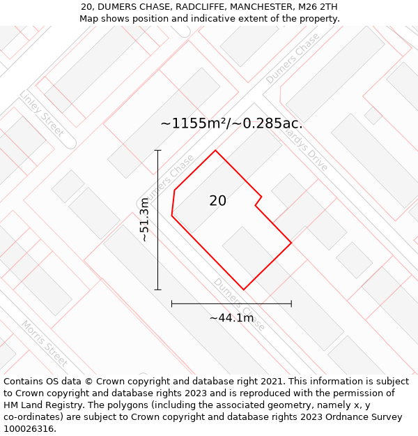 20, DUMERS CHASE, RADCLIFFE, MANCHESTER, M26 2TH: Plot and title map