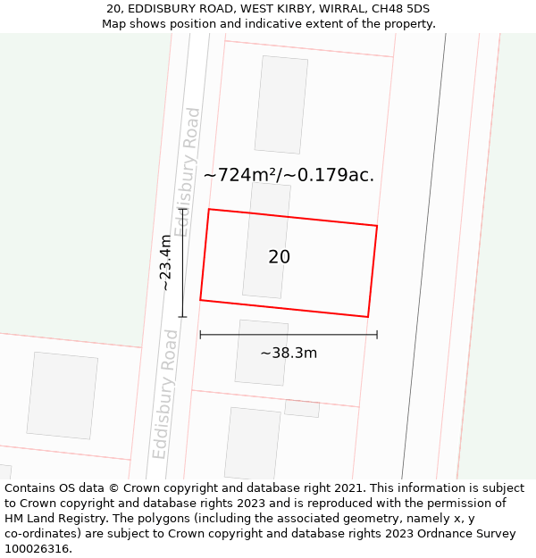 20, EDDISBURY ROAD, WEST KIRBY, WIRRAL, CH48 5DS: Plot and title map