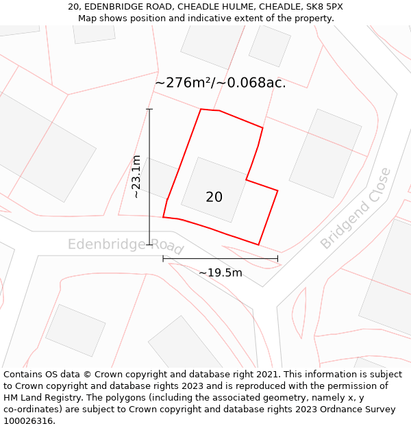 20, EDENBRIDGE ROAD, CHEADLE HULME, CHEADLE, SK8 5PX: Plot and title map