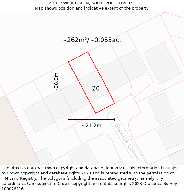 20, ELSWICK GREEN, SOUTHPORT, PR9 9XT: Plot and title map