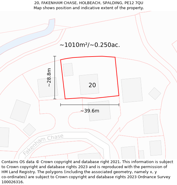 20, FAKENHAM CHASE, HOLBEACH, SPALDING, PE12 7QU: Plot and title map