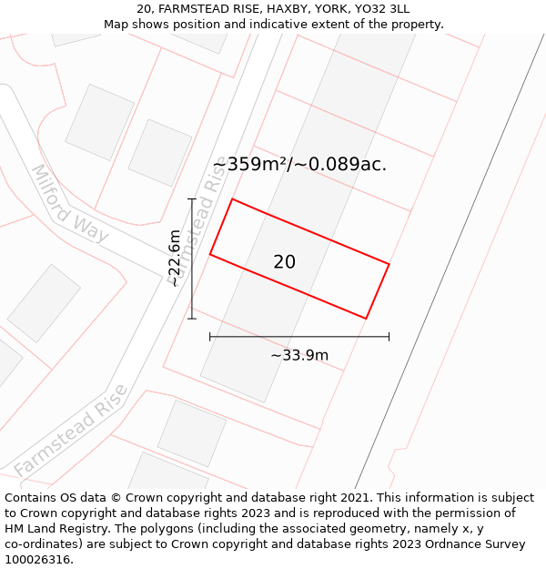 20, FARMSTEAD RISE, HAXBY, YORK, YO32 3LL: Plot and title map