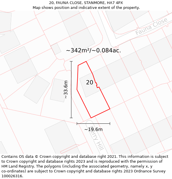 20, FAUNA CLOSE, STANMORE, HA7 4PX: Plot and title map