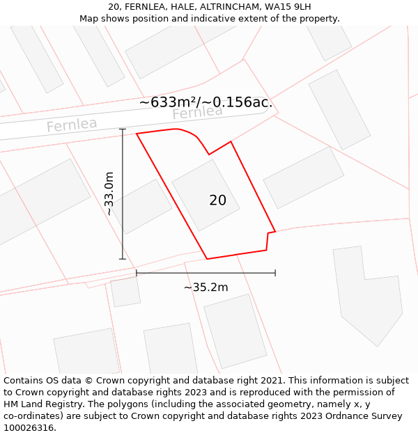 20, FERNLEA, HALE, ALTRINCHAM, WA15 9LH: Plot and title map