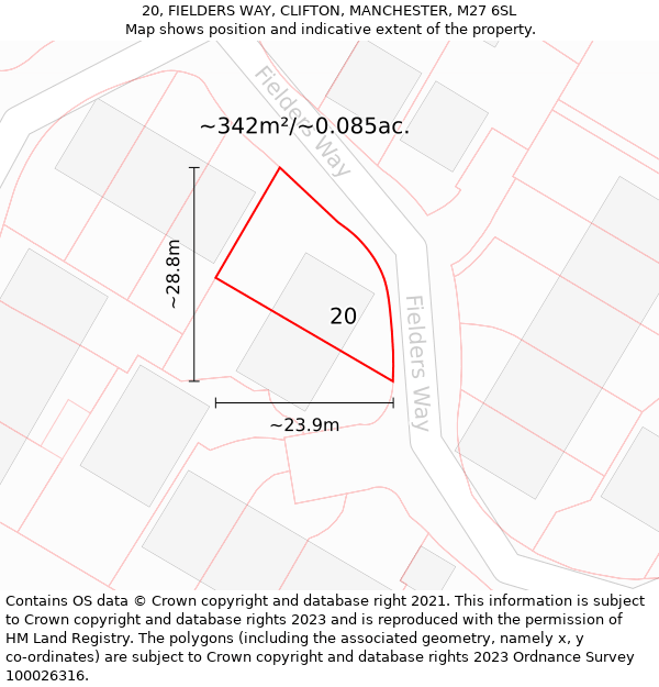 20, FIELDERS WAY, CLIFTON, MANCHESTER, M27 6SL: Plot and title map