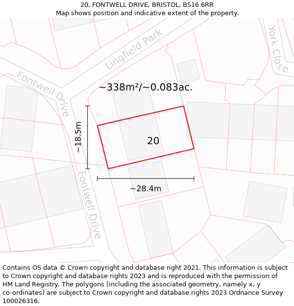 20, FONTWELL DRIVE, BRISTOL, BS16 6RR: Plot and title map