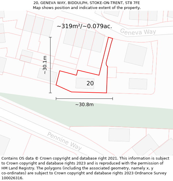 20, GENEVA WAY, BIDDULPH, STOKE-ON-TRENT, ST8 7FE: Plot and title map