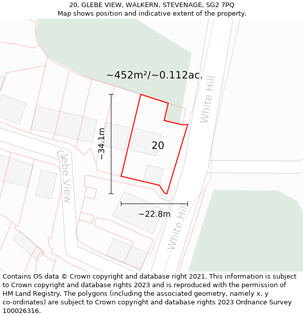 20, GLEBE VIEW, WALKERN, STEVENAGE, SG2 7PQ: Plot and title map