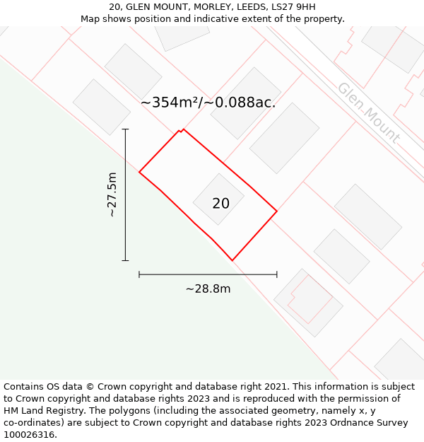 20, GLEN MOUNT, MORLEY, LEEDS, LS27 9HH: Plot and title map