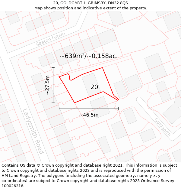 20, GOLDGARTH, GRIMSBY, DN32 8QS: Plot and title map