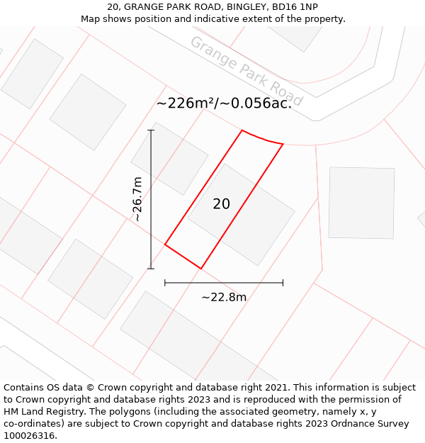 20, GRANGE PARK ROAD, BINGLEY, BD16 1NP: Plot and title map