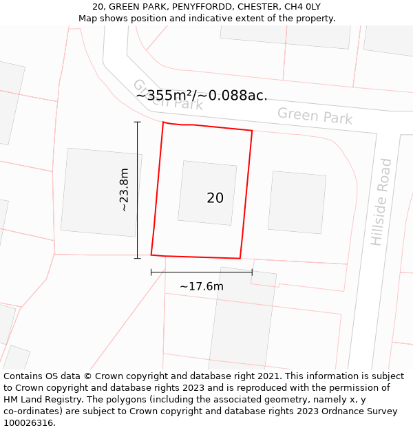 20, GREEN PARK, PENYFFORDD, CHESTER, CH4 0LY: Plot and title map