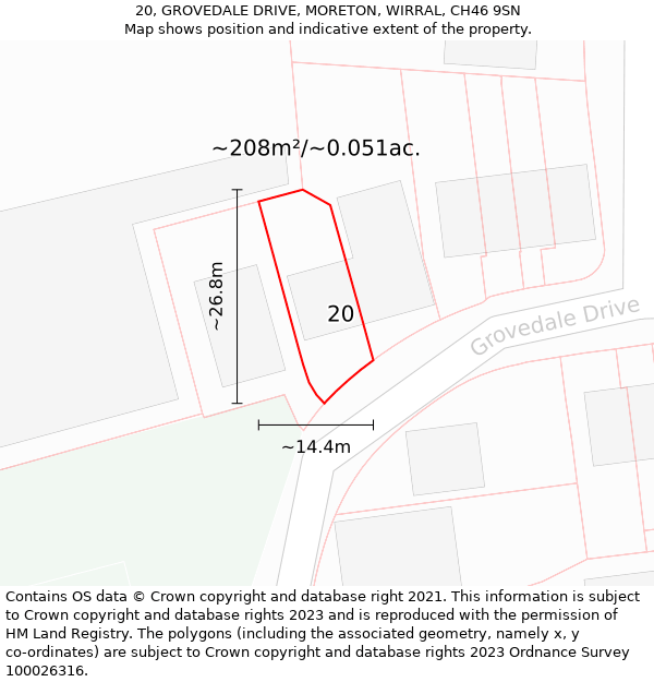 20, GROVEDALE DRIVE, MORETON, WIRRAL, CH46 9SN: Plot and title map