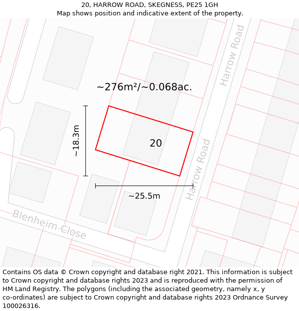 20, HARROW ROAD, SKEGNESS, PE25 1GH: Plot and title map