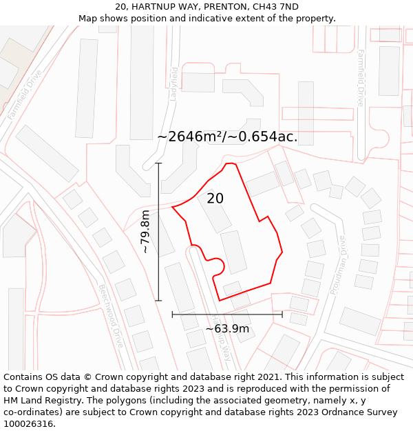 20, HARTNUP WAY, PRENTON, CH43 7ND: Plot and title map