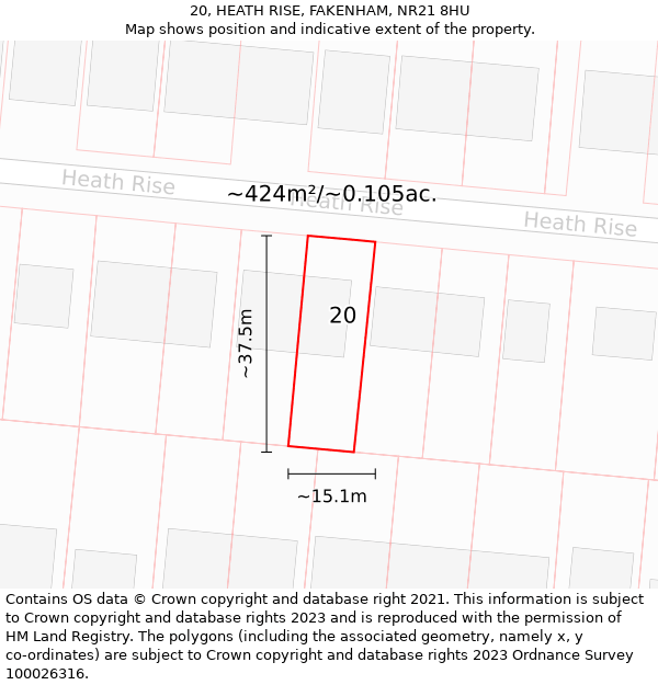 20, HEATH RISE, FAKENHAM, NR21 8HU: Plot and title map