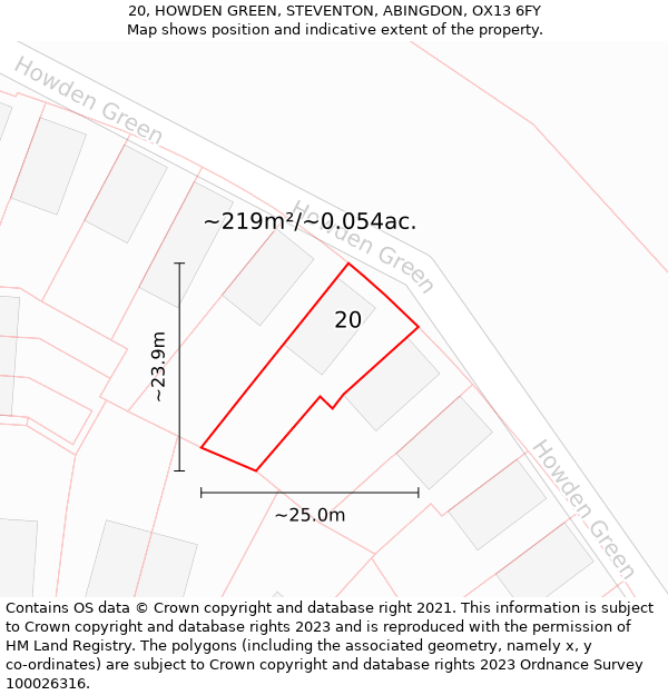 20, HOWDEN GREEN, STEVENTON, ABINGDON, OX13 6FY: Plot and title map