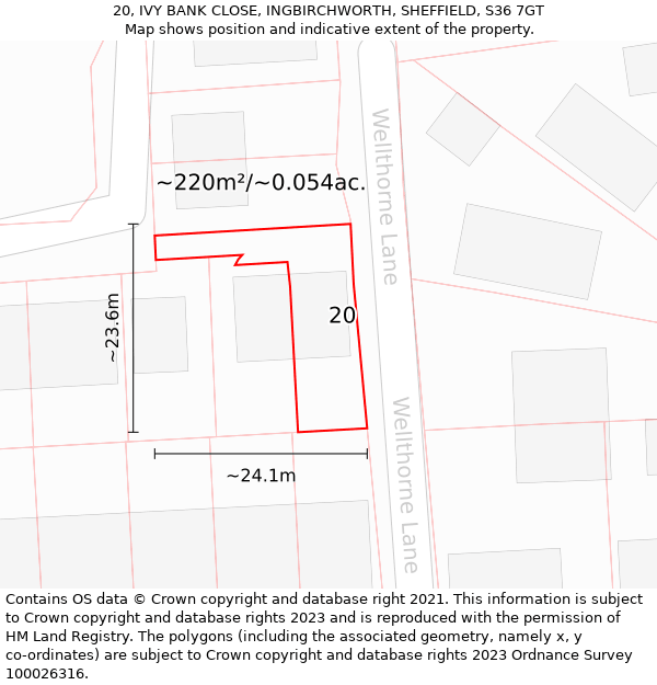 20, IVY BANK CLOSE, INGBIRCHWORTH, SHEFFIELD, S36 7GT: Plot and title map