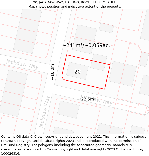 20, JACKDAW WAY, HALLING, ROCHESTER, ME2 1FL: Plot and title map