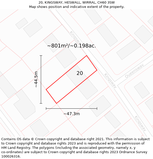 20, KINGSWAY, HESWALL, WIRRAL, CH60 3SW: Plot and title map