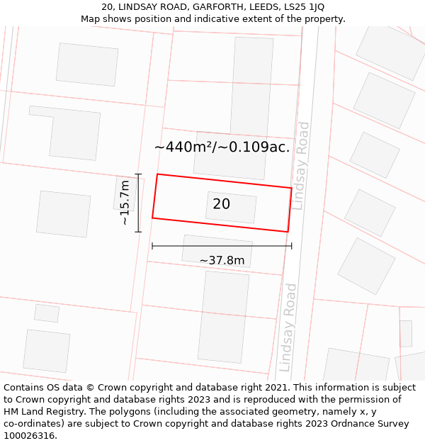 20, LINDSAY ROAD, GARFORTH, LEEDS, LS25 1JQ: Plot and title map