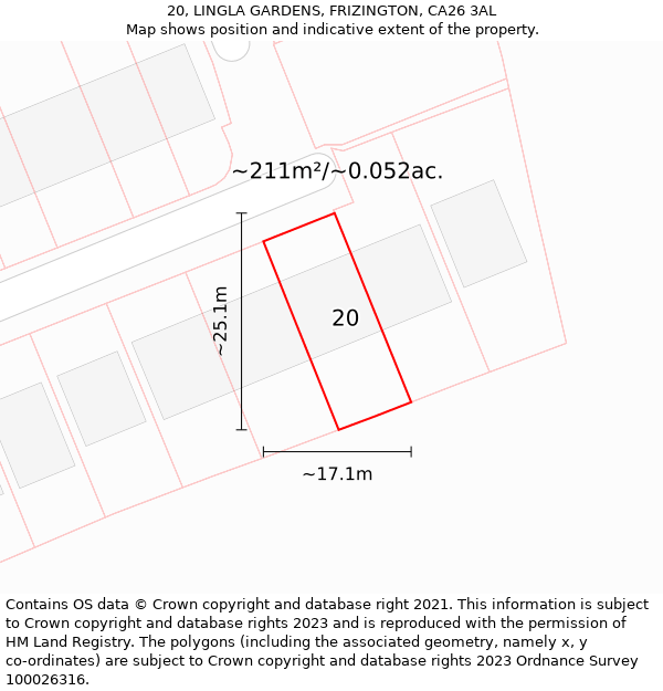 20, LINGLA GARDENS, FRIZINGTON, CA26 3AL: Plot and title map