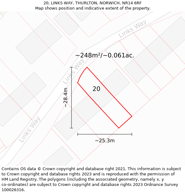 20, LINKS WAY, THURLTON, NORWICH, NR14 6RF: Plot and title map