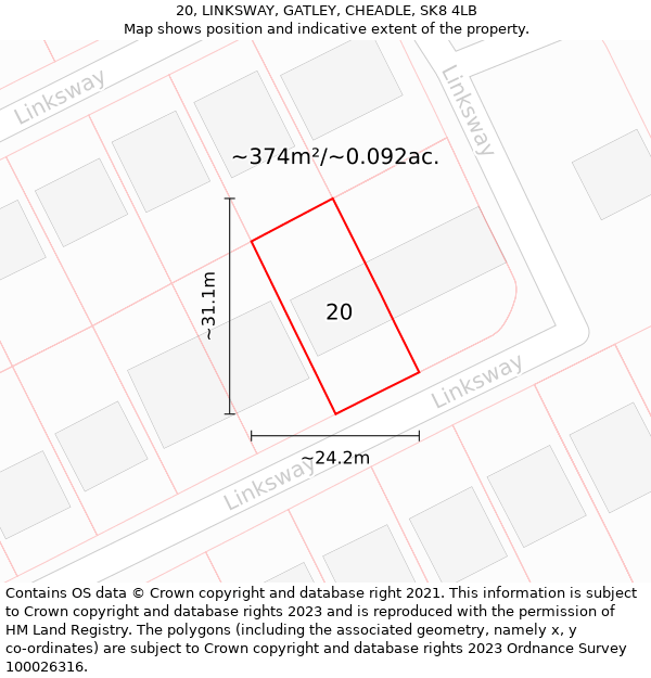 20, LINKSWAY, GATLEY, CHEADLE, SK8 4LB: Plot and title map