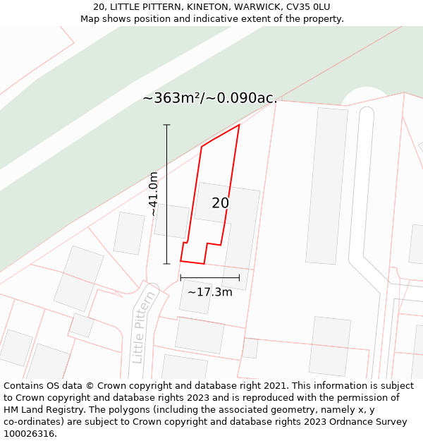 20, LITTLE PITTERN, KINETON, WARWICK, CV35 0LU: Plot and title map