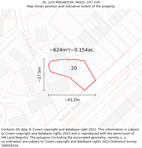 20, LLYS PRESWYLFA, MOLD, CH7 1UP: Plot and title map