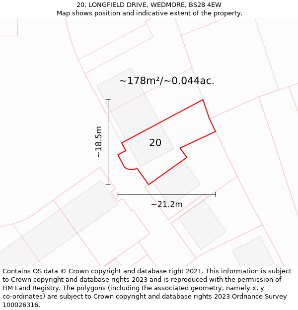 20, LONGFIELD DRIVE, WEDMORE, BS28 4EW: Plot and title map