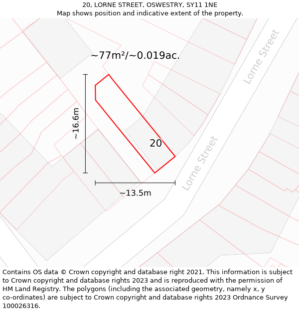 20, LORNE STREET, OSWESTRY, SY11 1NE: Plot and title map