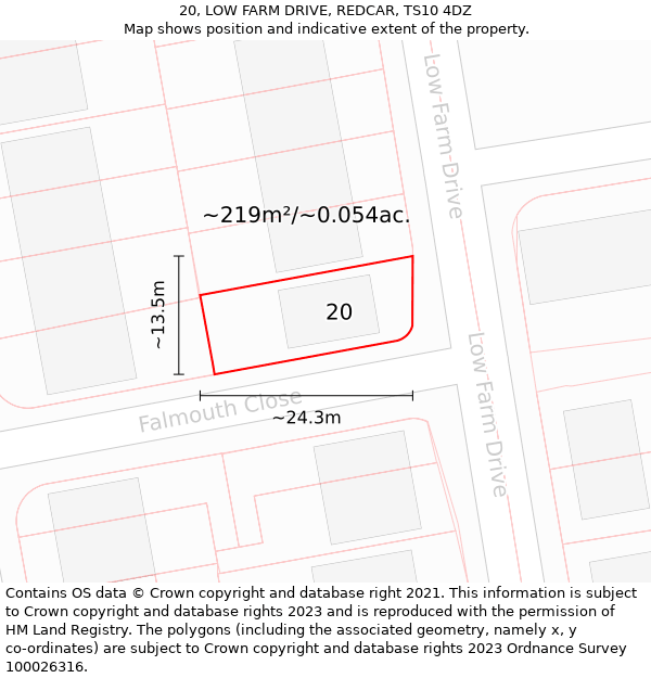 20, LOW FARM DRIVE, REDCAR, TS10 4DZ: Plot and title map