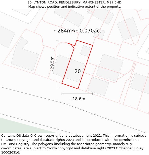 20, LYNTON ROAD, PENDLEBURY, MANCHESTER, M27 6HD: Plot and title map