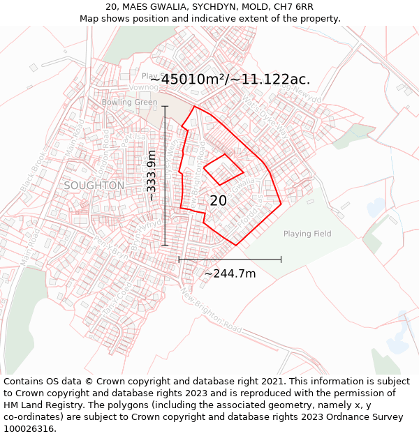 20, MAES GWALIA, SYCHDYN, MOLD, CH7 6RR: Plot and title map