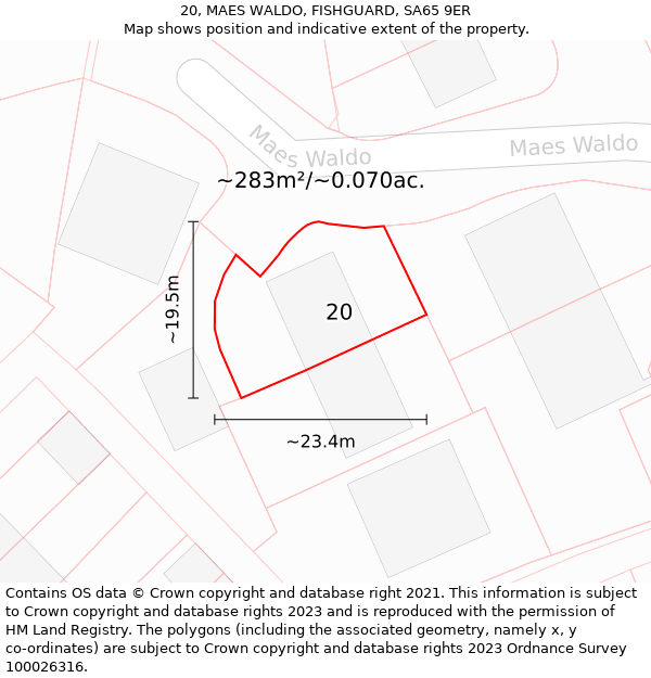 20, MAES WALDO, FISHGUARD, SA65 9ER: Plot and title map