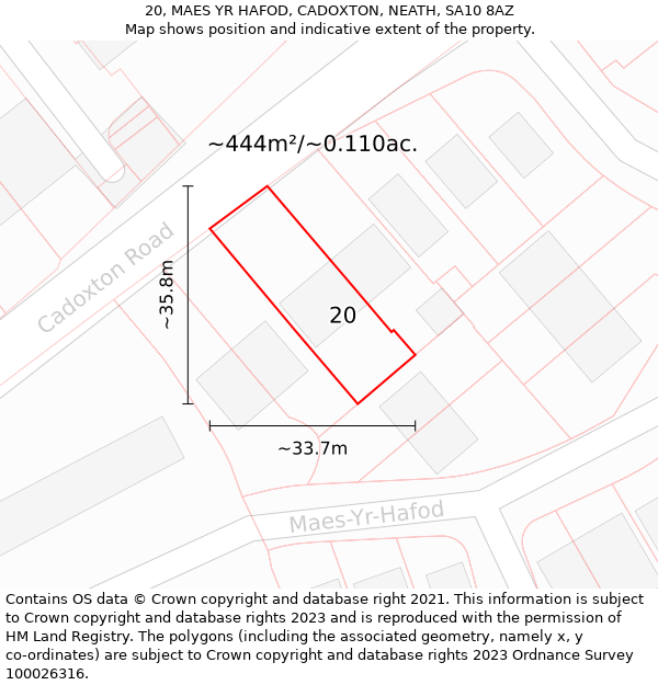 20, MAES YR HAFOD, CADOXTON, NEATH, SA10 8AZ: Plot and title map